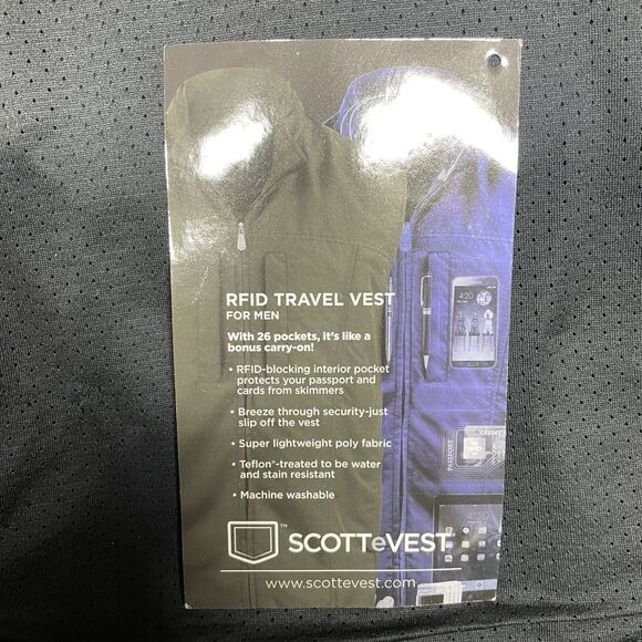 ScotteVest Mens Small Black RFID Travel TEC Vest Jacket Full Zip Pockets - Picture 14 of 15